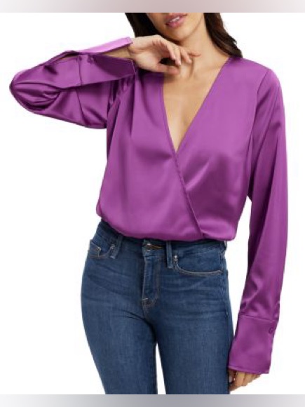 Nwt Good American Silk Purple Scoop Neck Top